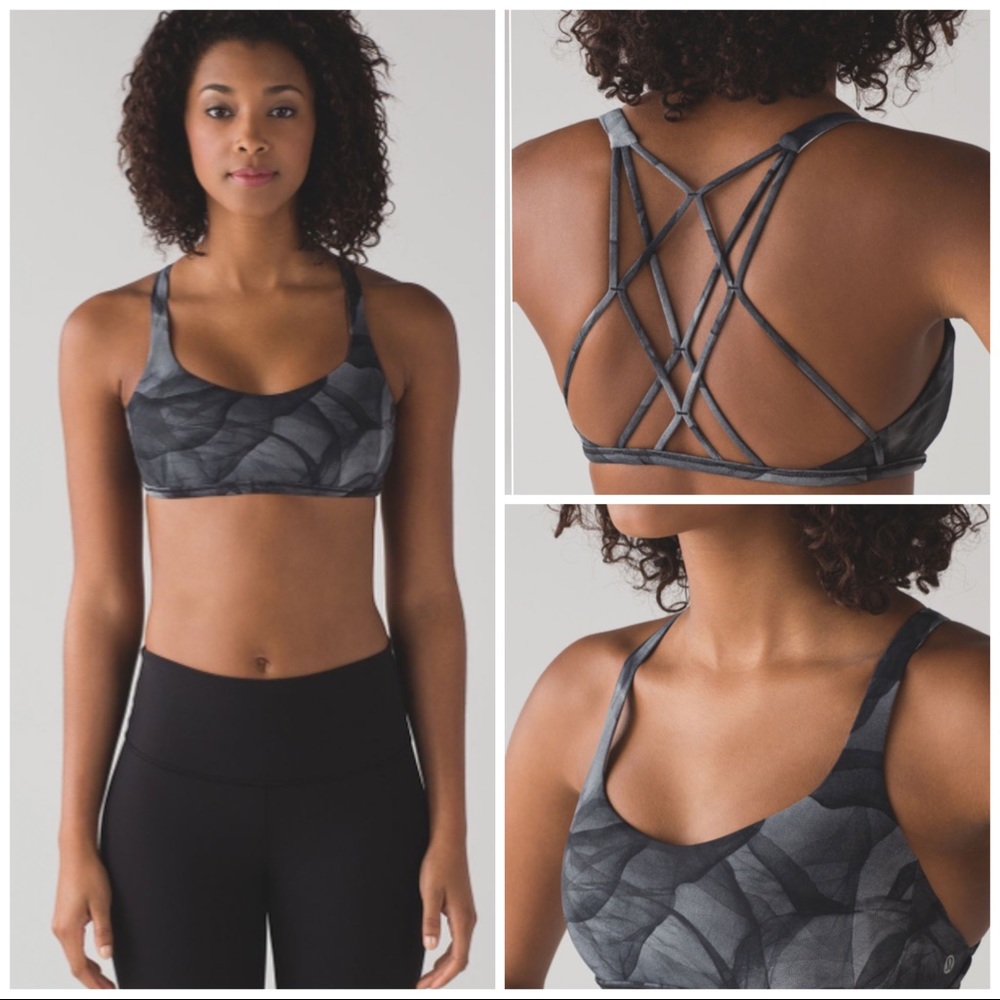 lululemon athletica Grey Print Strappy Back Tank Sports Bra